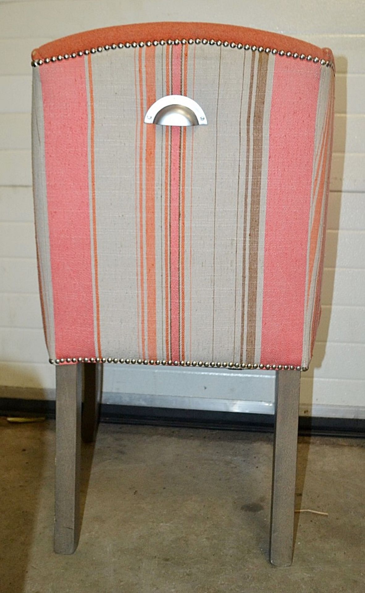 A Pair Of Orange Striped Upholstered Bar Chairs For Commercial Use - Dimensions (cm): W59 x D52, - Image 8 of 9