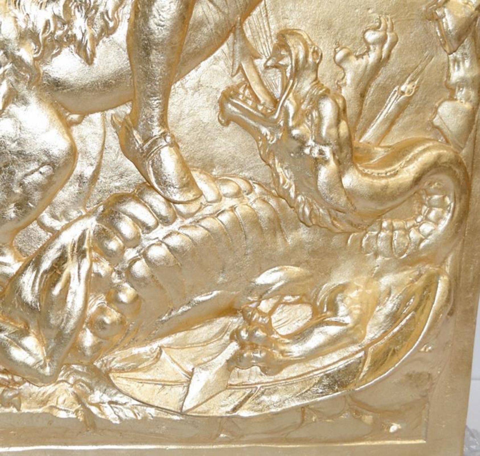 1 x Giorgio Collection 'Art & Accessories' Plaster Bas Relief Hanging Depicting St. George In A Gold - Image 5 of 8