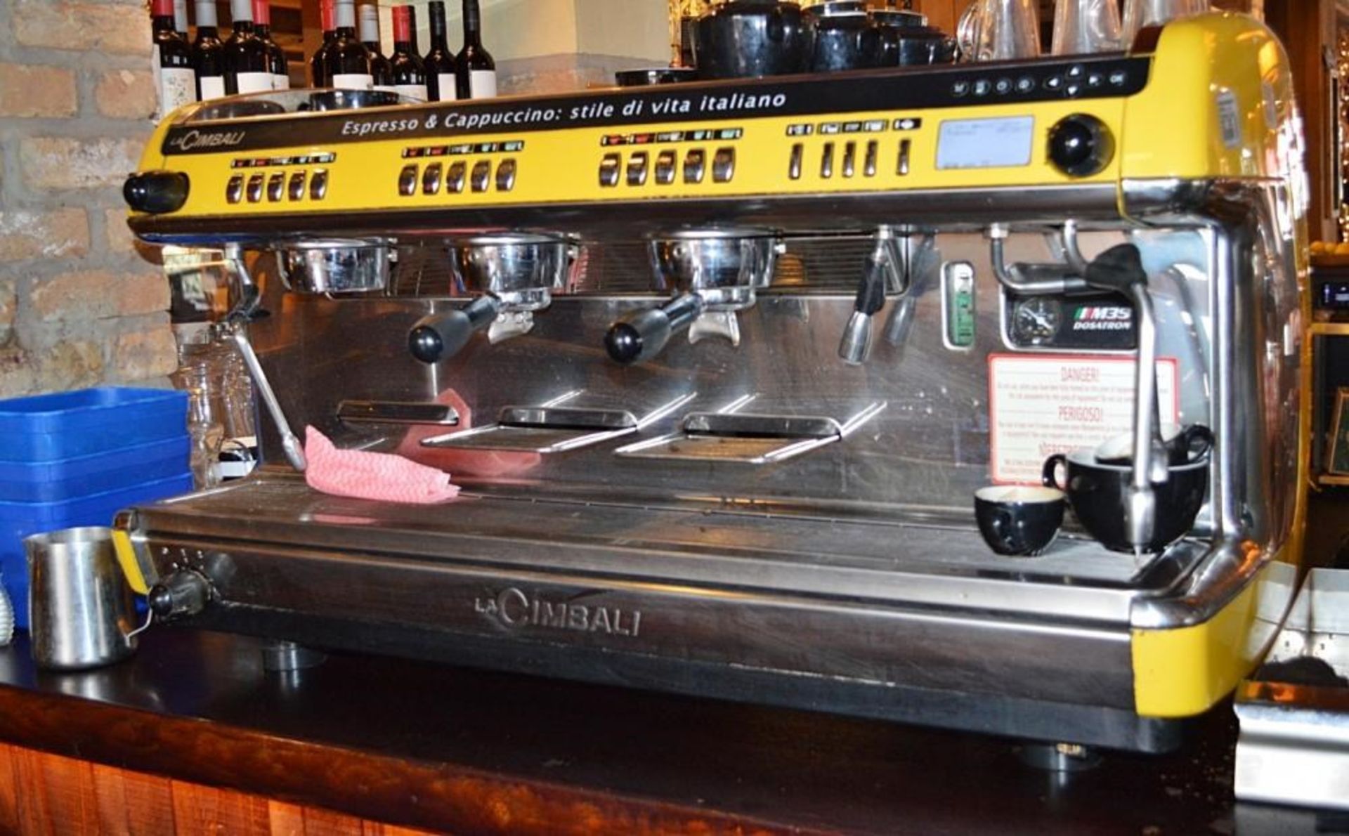 1 x La Cimbalie Espresso 3 Group Coffee Machine in Yellow - Model M39 Dosatron - H100 x W100 x D57 c - Image 3 of 6