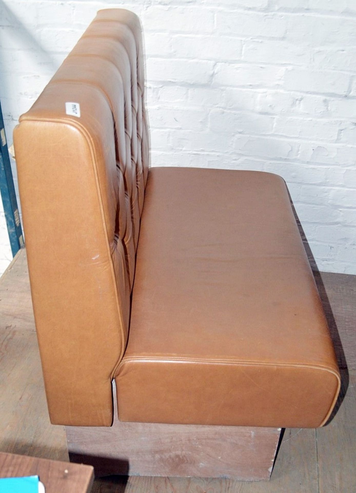 1 x Contemporary Seating Booth Section Upholstered In A Tan Coloured Leather - Image 2 of 9