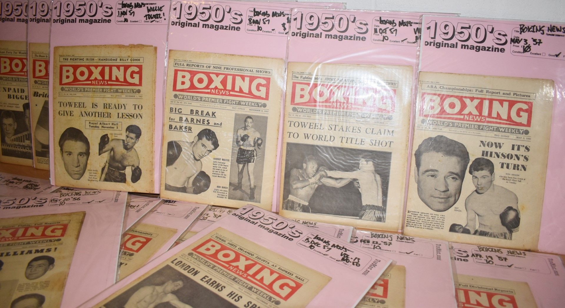 56 x Vintage Boxing News Magazines Dated 1955 to 1959 - Ref MB100/101/102 - Individually Packaged - Image 16 of 28