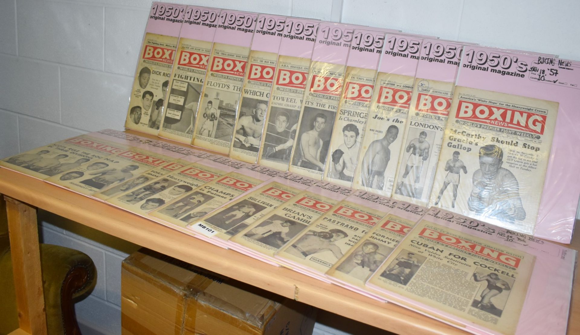 56 x Vintage Boxing News Magazines Dated 1955 to 1959 - Ref MB100/101/102 - Individually Packaged - Image 9 of 28