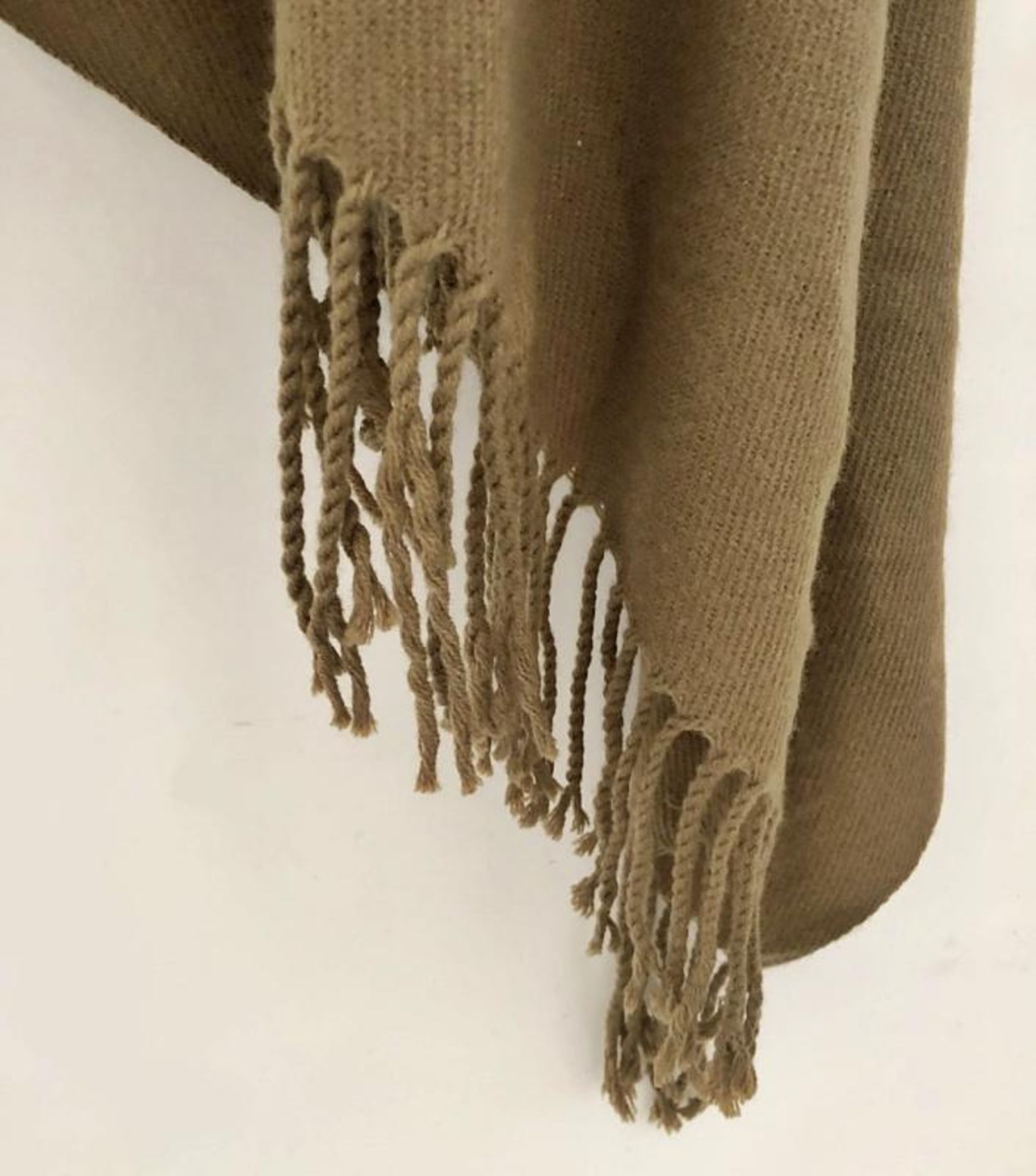 1 x Steilmann Ladies Khaki Shawl Cardigan Which Features 2 Faux Fur Pom Pom's And Attached Built In - Image 4 of 4