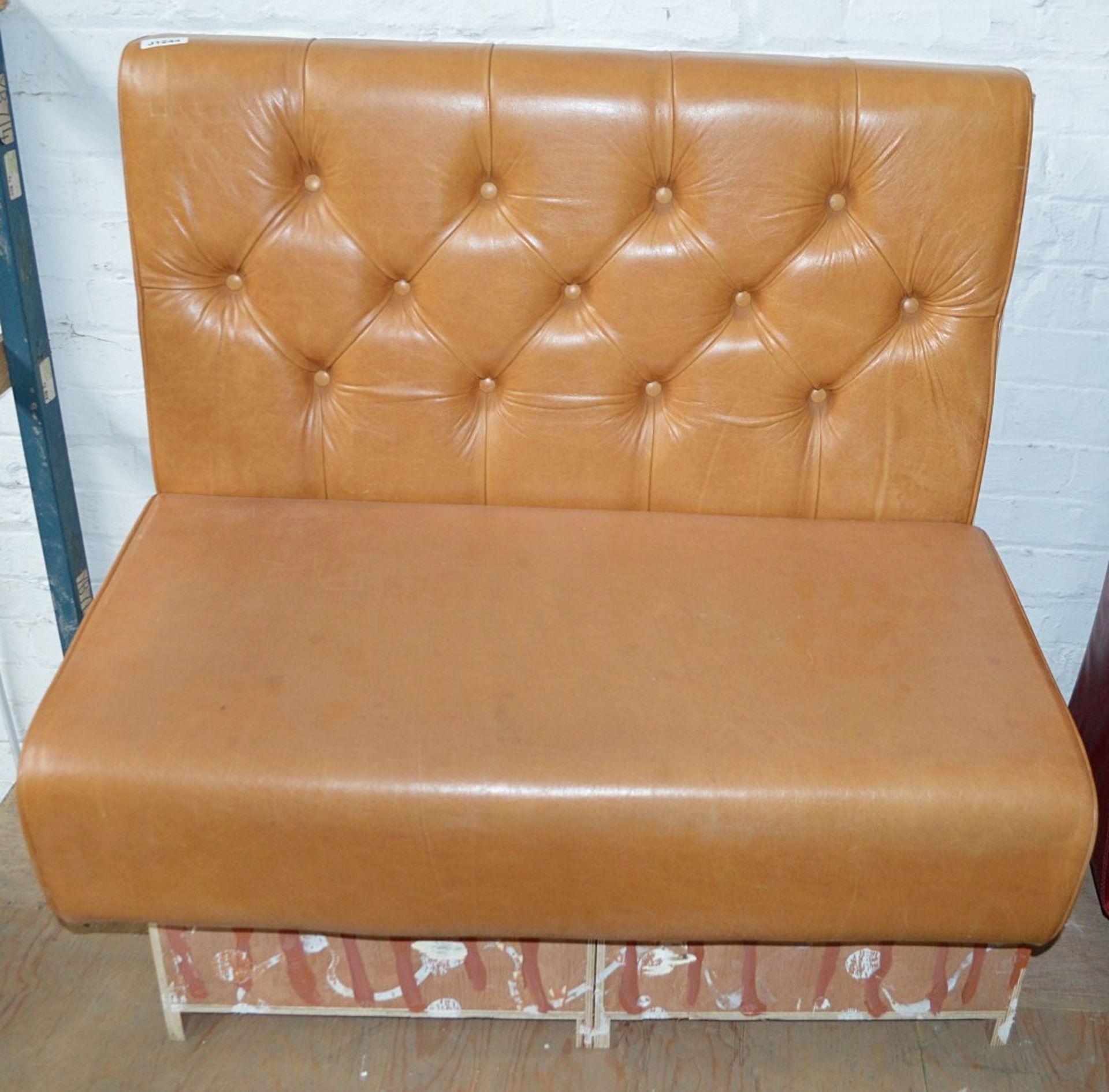 1 x Contemporary Seating Booth Section Upholstered In A Tan Coloured Leather