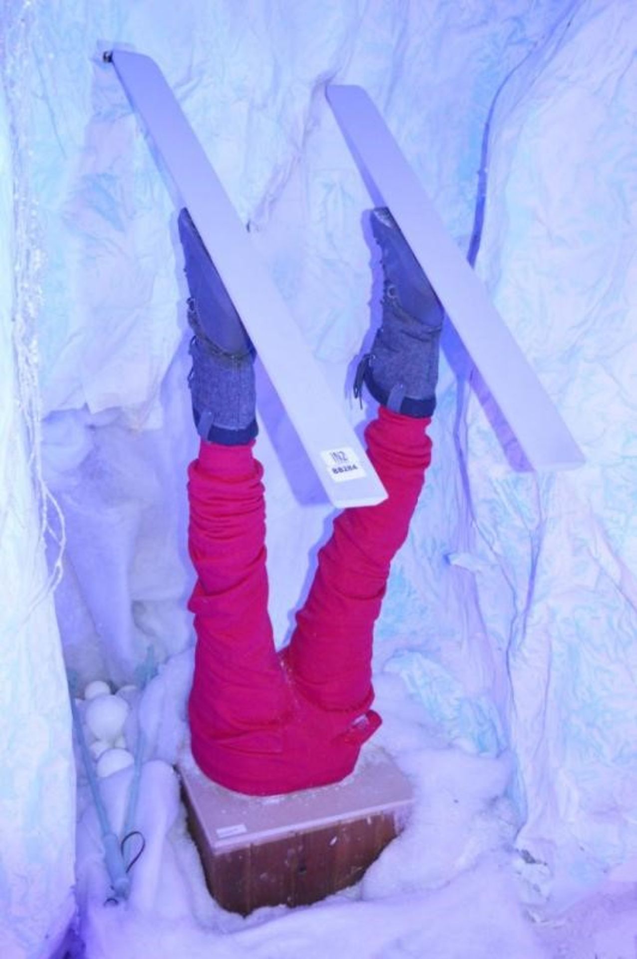 1 x Pair of Upside Down Skiers Legs on Wooden Base - Depicting Stuck in Snow Ski Scene - Image 2 of 2