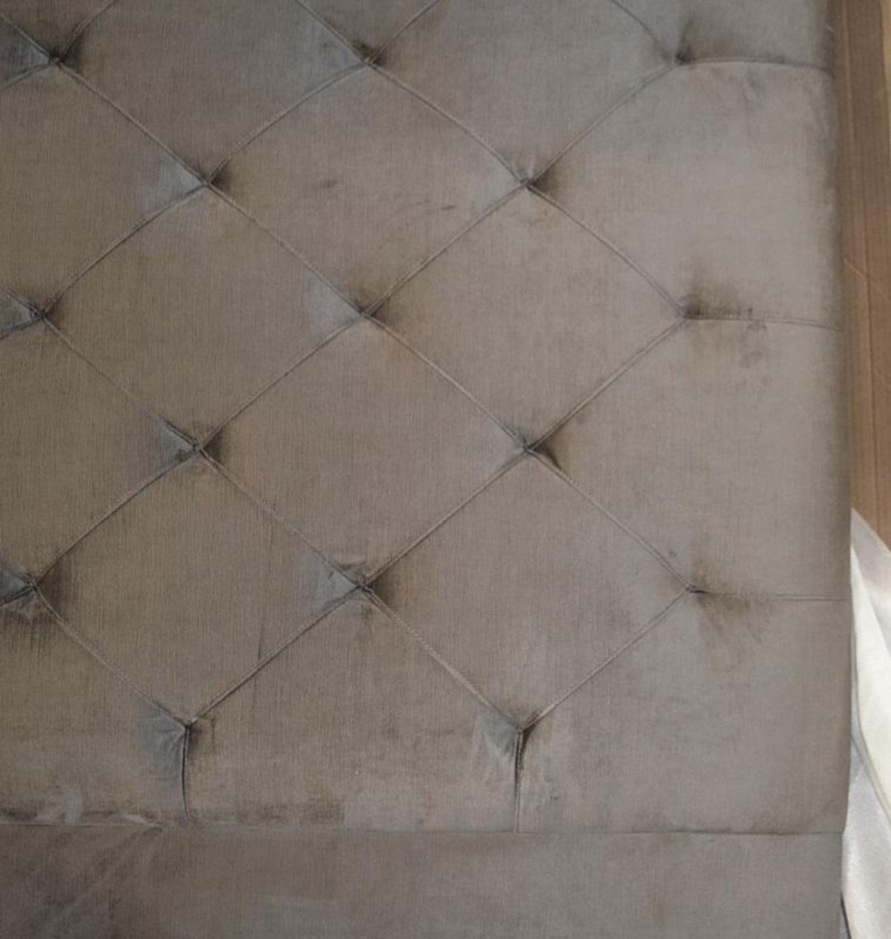 1 x Eichholtz 'Cesare ' Chesterfield-Inspired Upholstered Headboard In A Granite Grey Velvet - Dime - Image 4 of 10