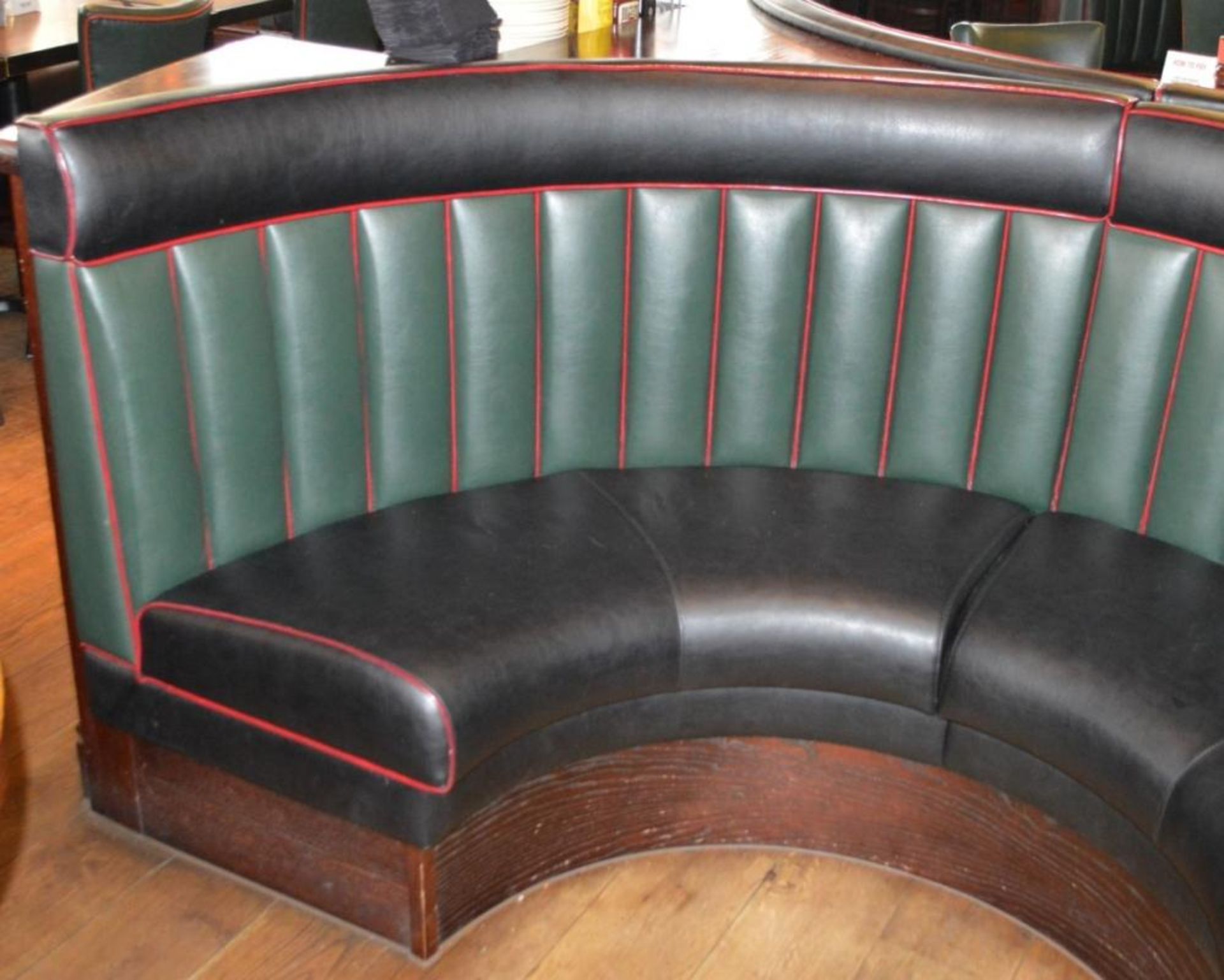 1 x Contemporary Half Circle Seating Booth - Features a Leather Upholstery in Green and Black, - Image 2 of 5