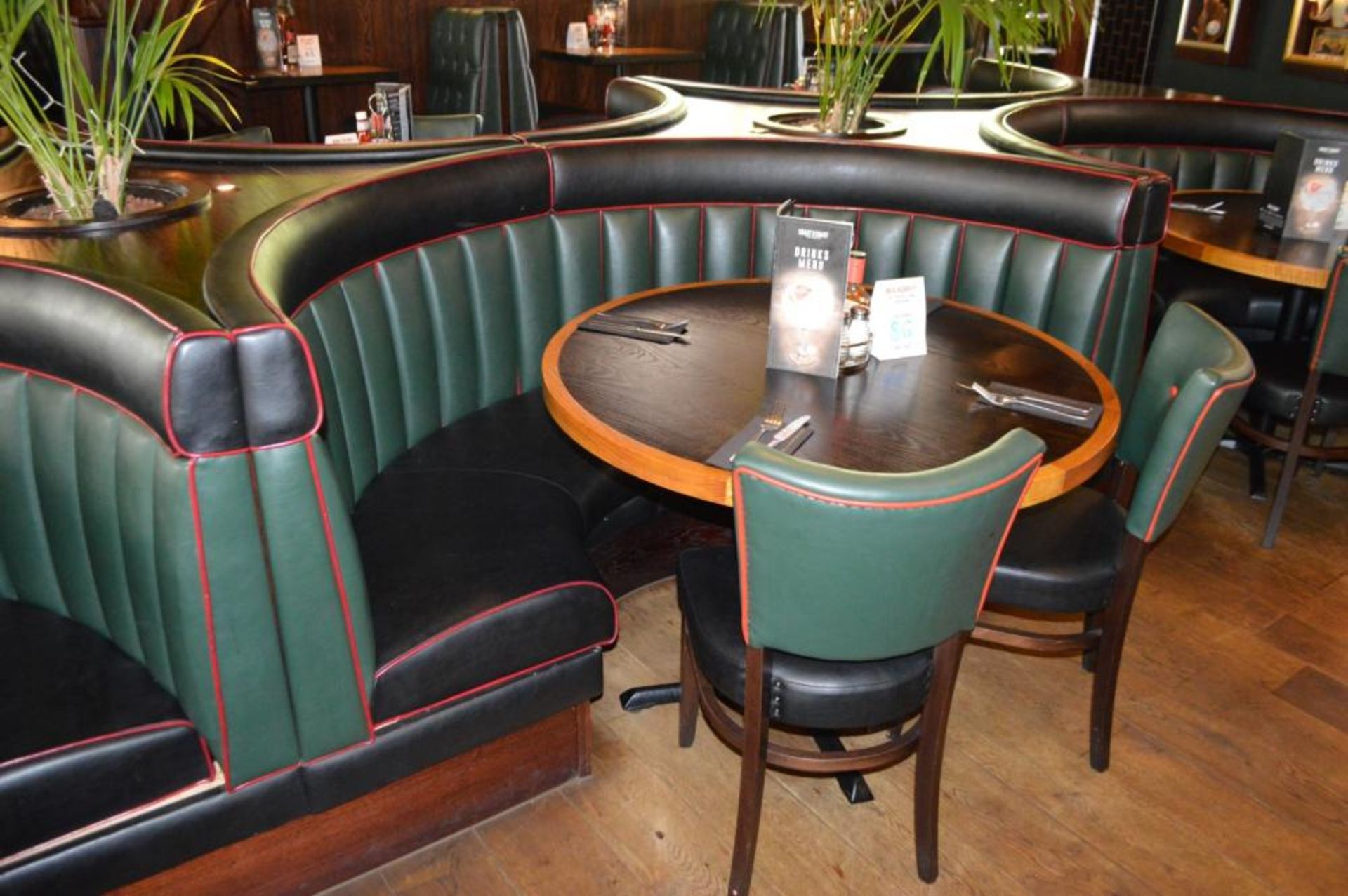 2 x Contemporary Half Circle Seating Booths - Pair of - Features a Leather Upholstery in Green and - Image 5 of 5