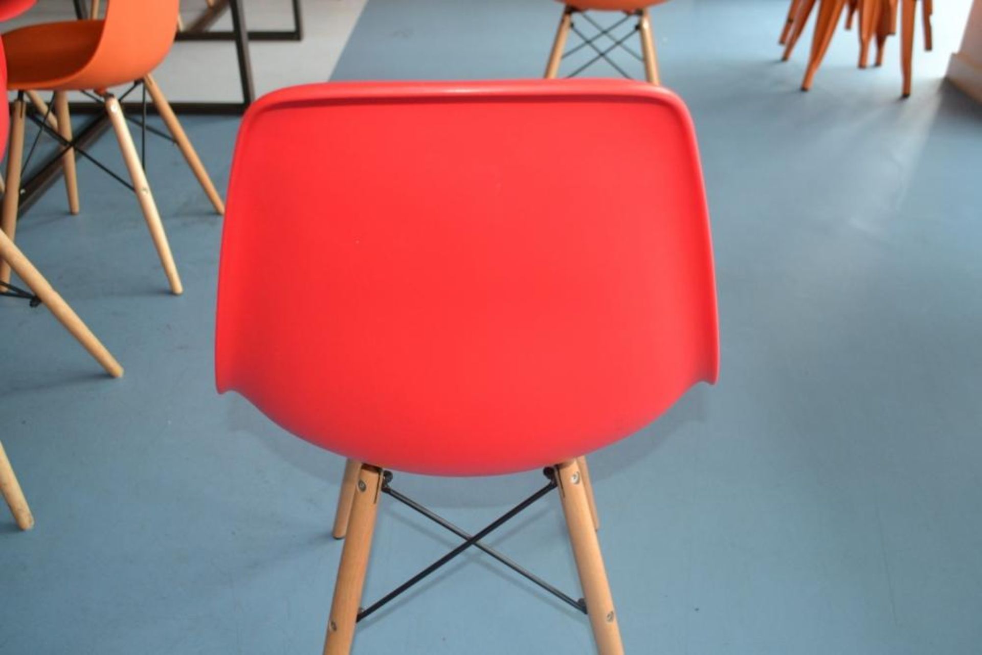 12 x Children's Red and Orange Charles and Ray Eames Style Shell Chairs - CL425 - Location: Altrinch - Image 8 of 9