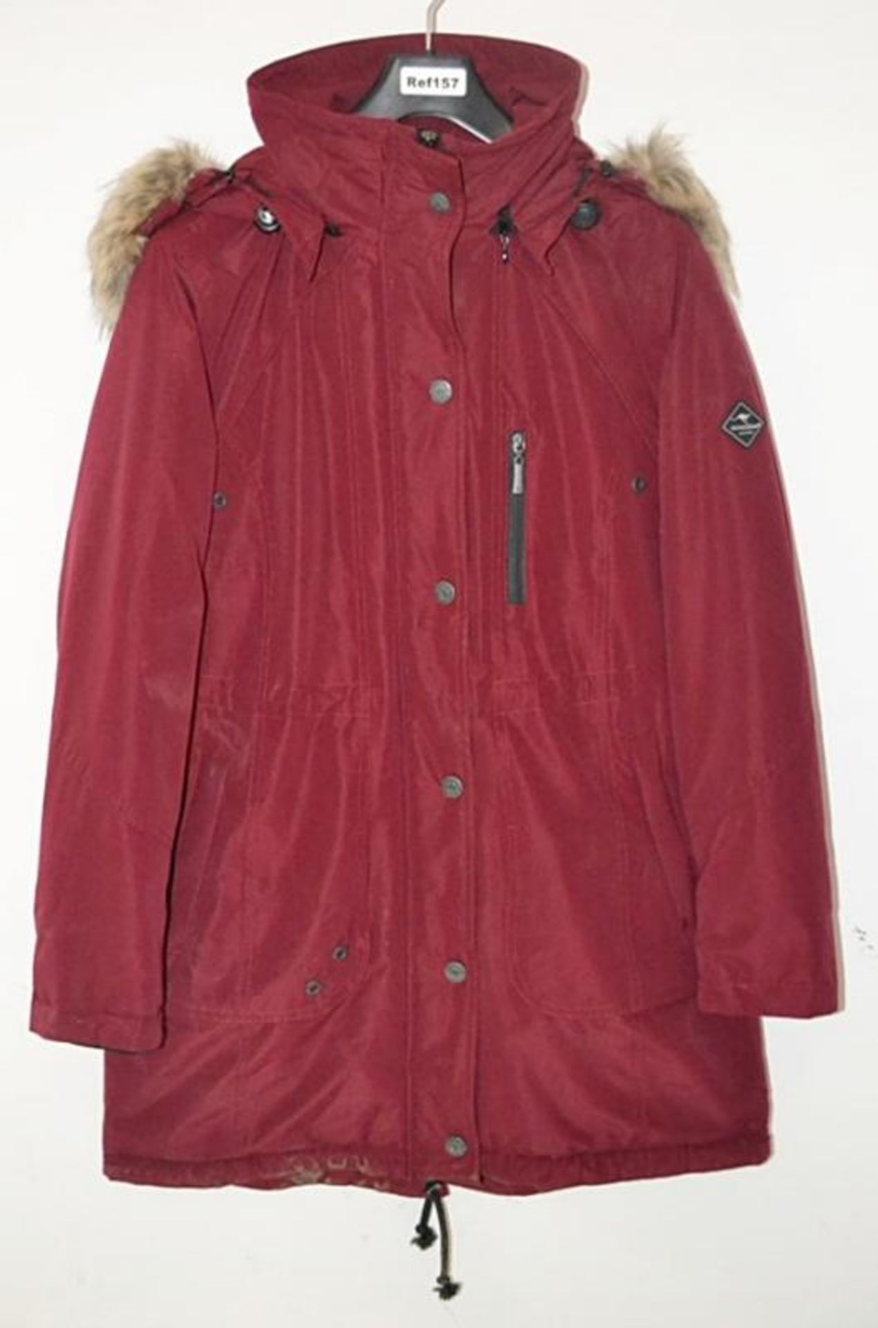 1 x Premium Branded Womens Winter Coat - Wind Proof & Water Resistant - Colour: Burgundy - UK Size 1