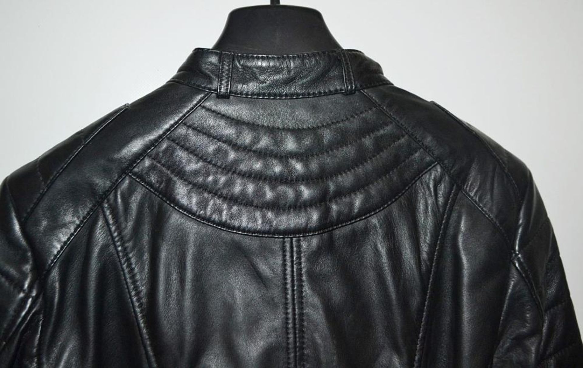1 x Steilmann Black Fine Sheepskin Leather Biker Jacket - Features Zipped Pockets And Padded Panels - Image 6 of 12