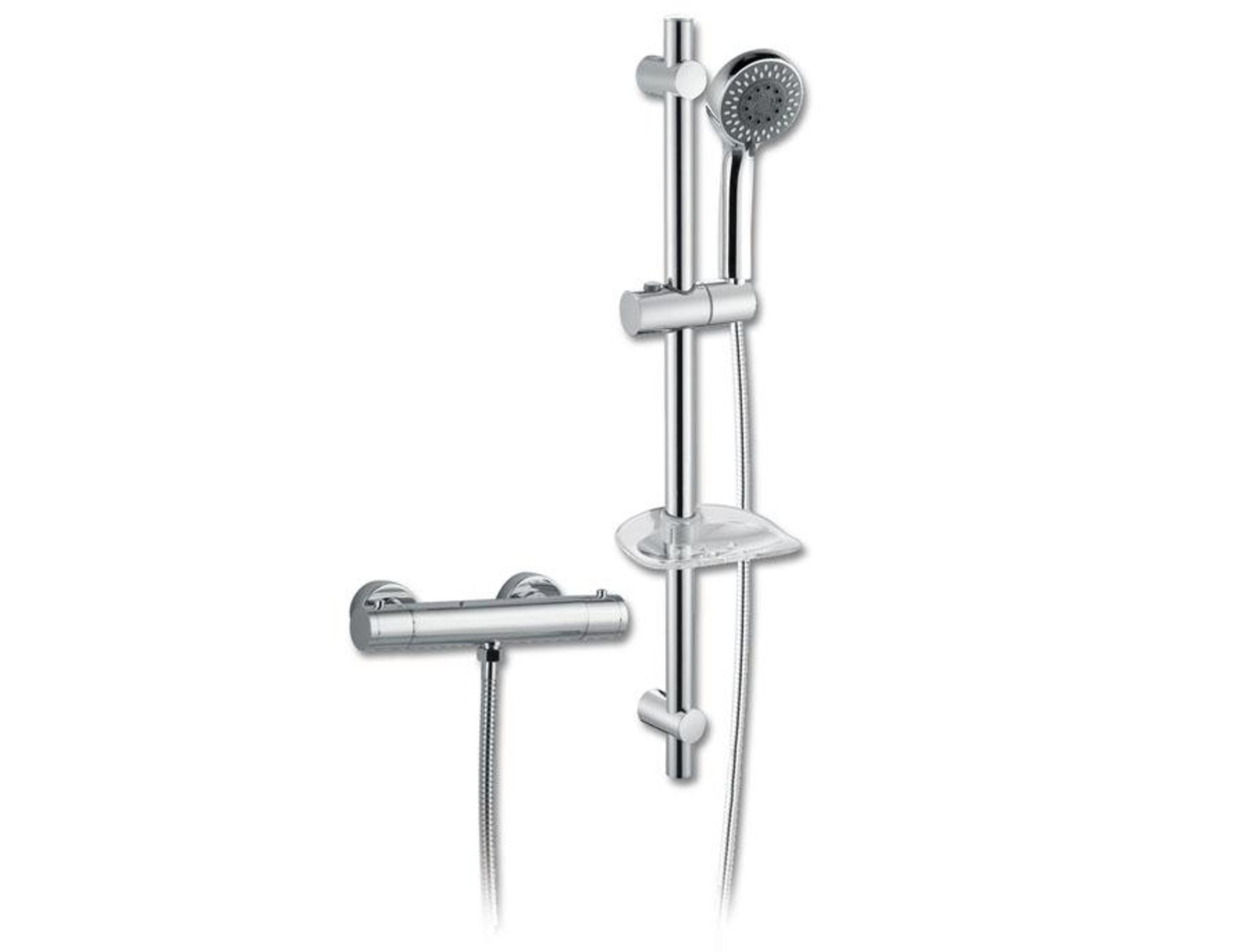 1 x Synergy Thermostatic Shower Mixer With ABS & Stainless Steel Slider Kit (TMV2) - New & Boxed Sto