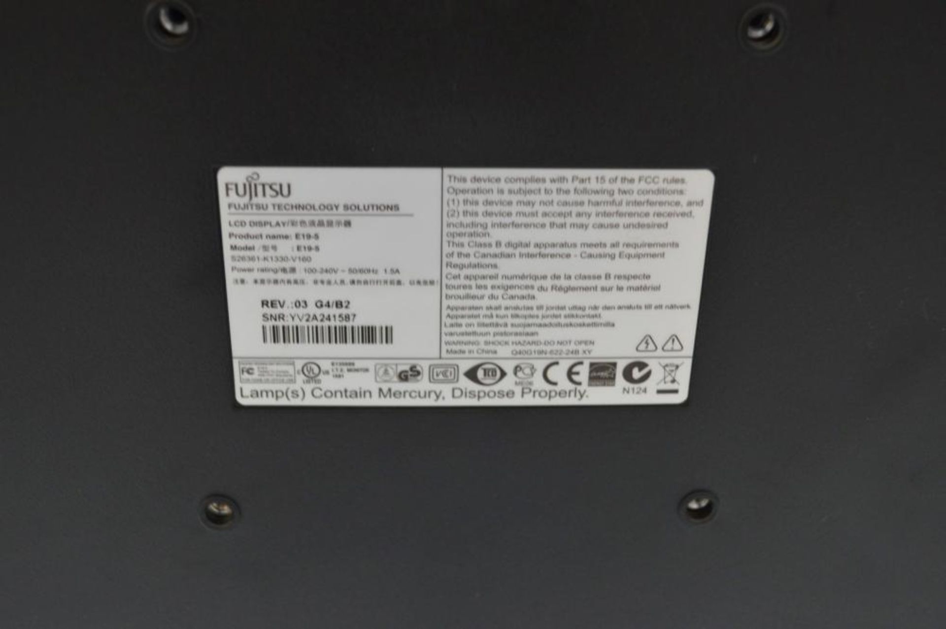 1 x Fujitsu E19-5 19-inch TFT LCD PC Monitor - Ref TP323 - CL394 - Location: Altrincham WA14 - HKPal - Image 3 of 3