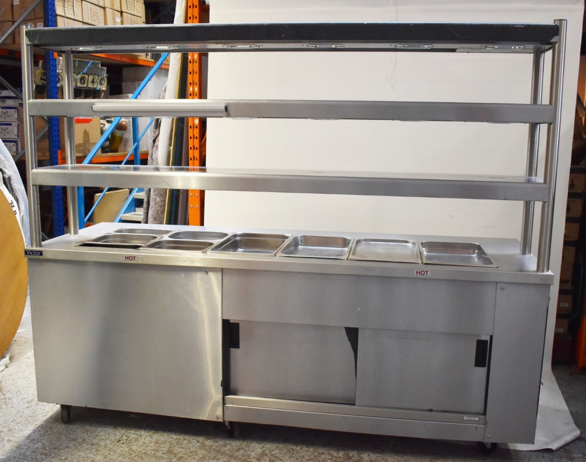 1 x Victor Carib Mobile Server With 3 Tier Gantry, 6 Pan Heated Well, Heated Drawers and Double Door - Image 16 of 17