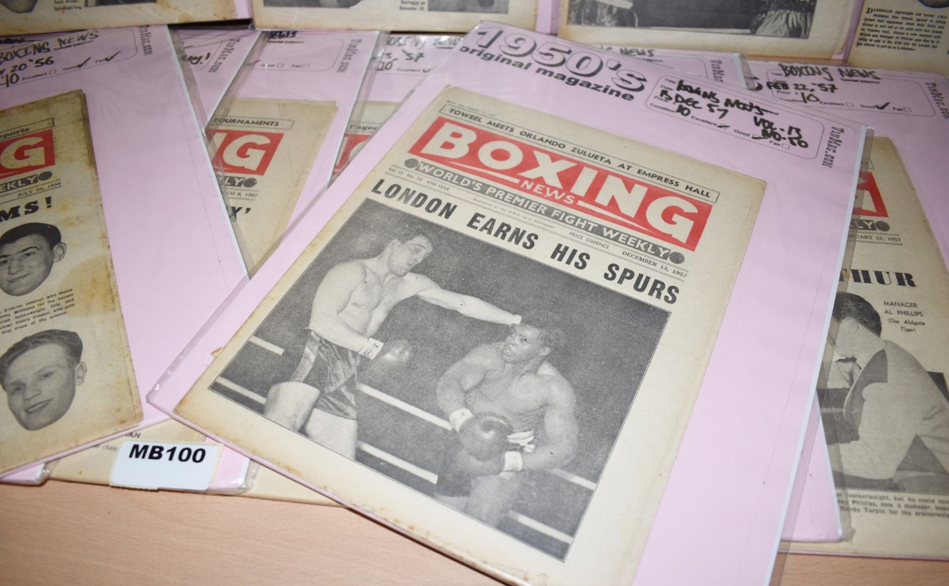 56 x Vintage Boxing News Magazines Dated 1955 to 1959 - Ref MB100/101/102 - Individually Packaged - Image 20 of 28