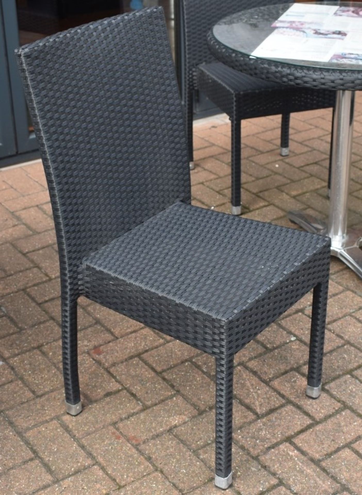 10 x Charcoal Grey GARDEN CHAIRS With Stackable Ratten Design - CL426 - Location: Altrincham WA14