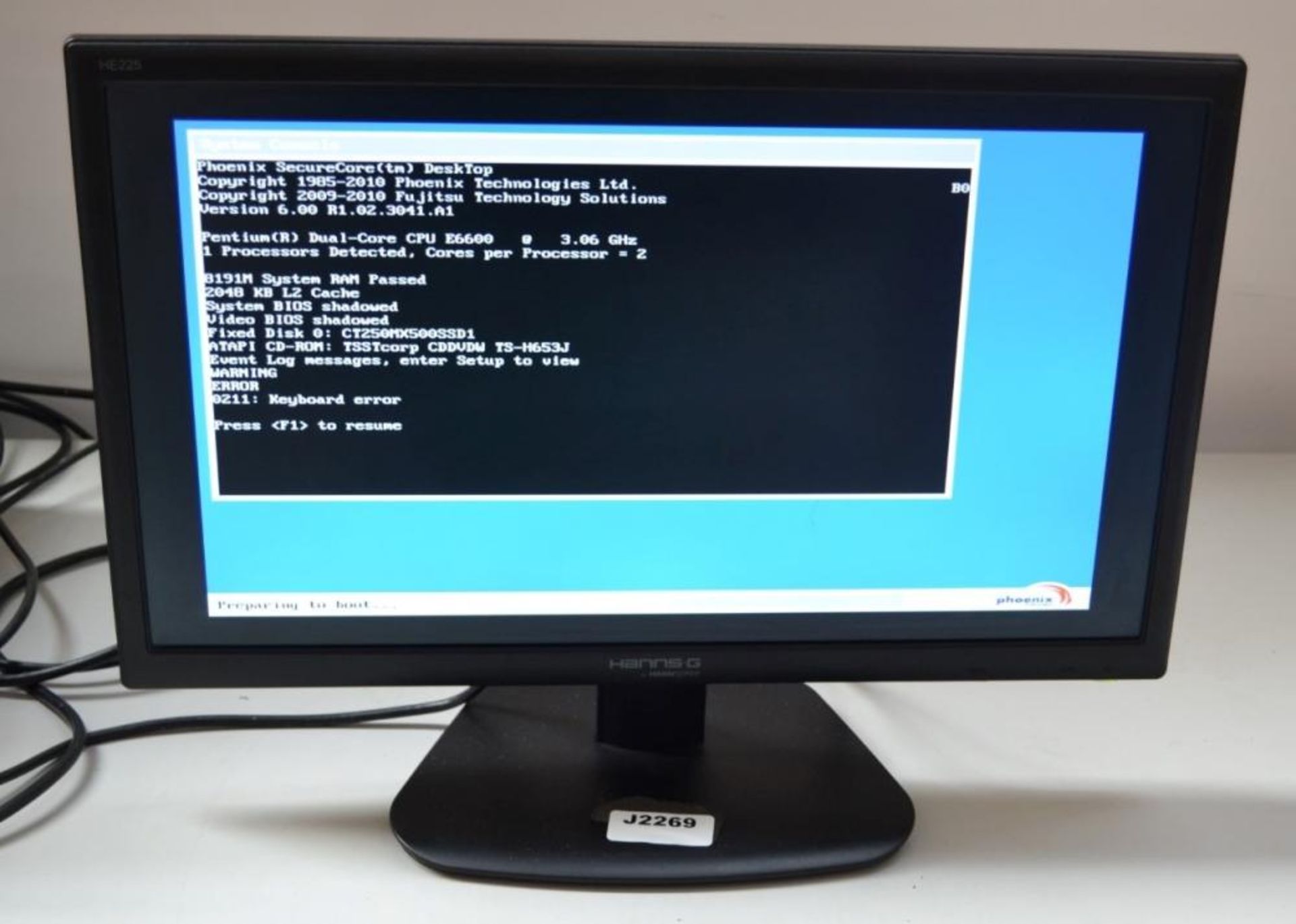 2 x HannsG HE225DPB 21.5" Full HD DVI LED PC Monitors - Ref J2269 - CL394 - Location: Altrincham WA