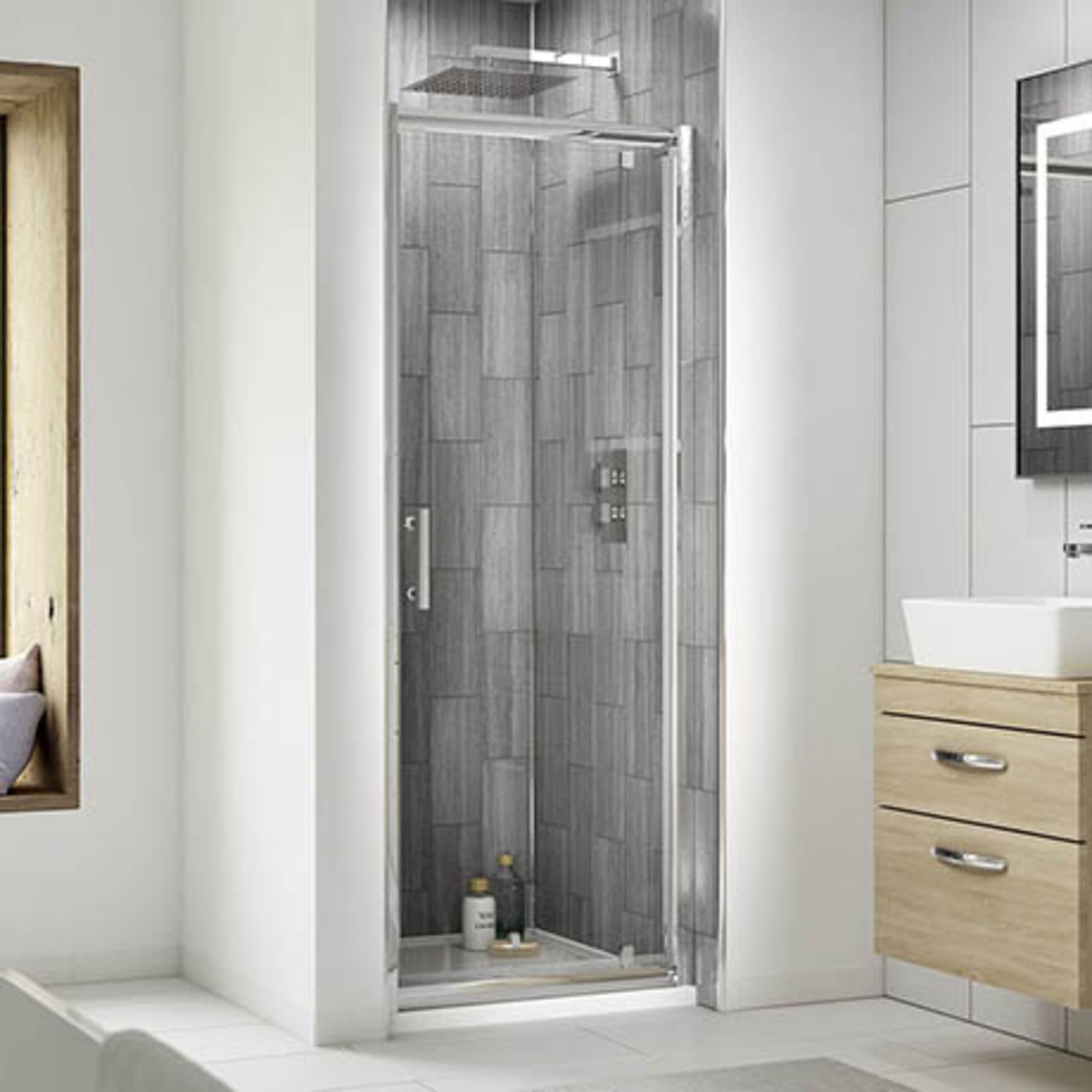 1 x Premier Pacific Pivot Door Shower Enclosure 900 x 1850 mm - New & Boxed Stock - Ref: AQPD90