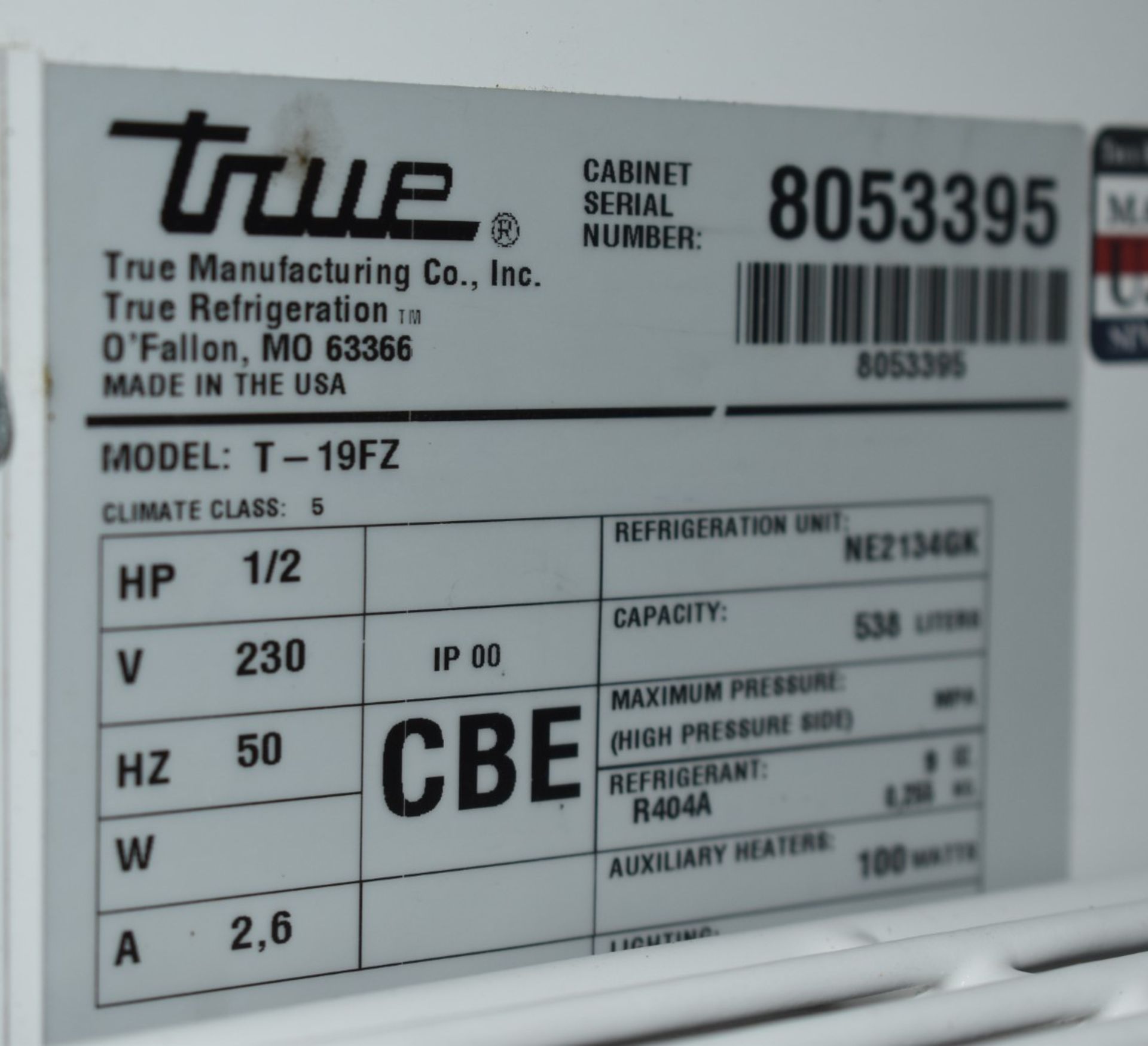 1 x True T-19FZ Upright Single Solid Door Freezer - Stainless Steel Finish With Aluminium Interior - - Image 5 of 9