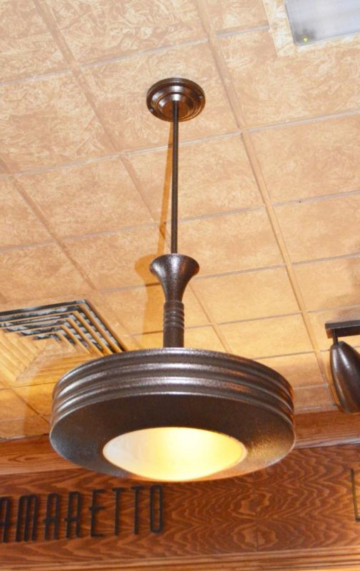 2 x Suspended Ceiling Lights With Brown Pitted Finish - Diameter 40 cm x 80 cm Drop - CL357 - Locati - Image 2 of 3