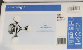 1 x Searchlight DNA Polished Chrome LED Wall Light With Opaque White Half Dome Shades - Brand New