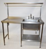 1 x Stainless Steel Sink Basin Wash Stand Unit - Right Hand Sink Basin With Mixer Taps, Drip Proof