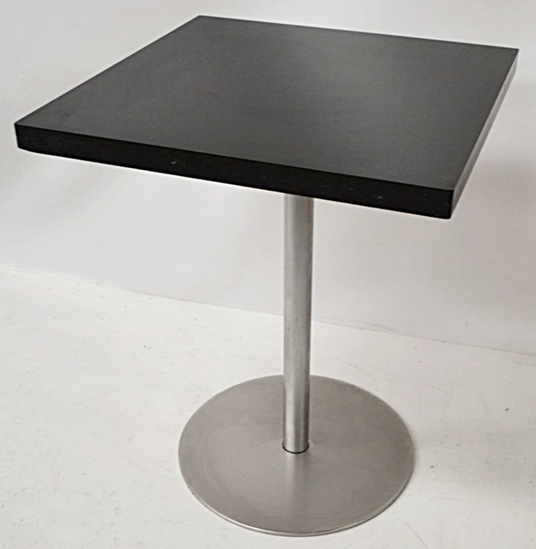 5 x Square Black Indoor Cafe Tables with Chrome Bases - Dimensions: 60 x 60 x Height 74cm - Ref: - Image 4 of 4