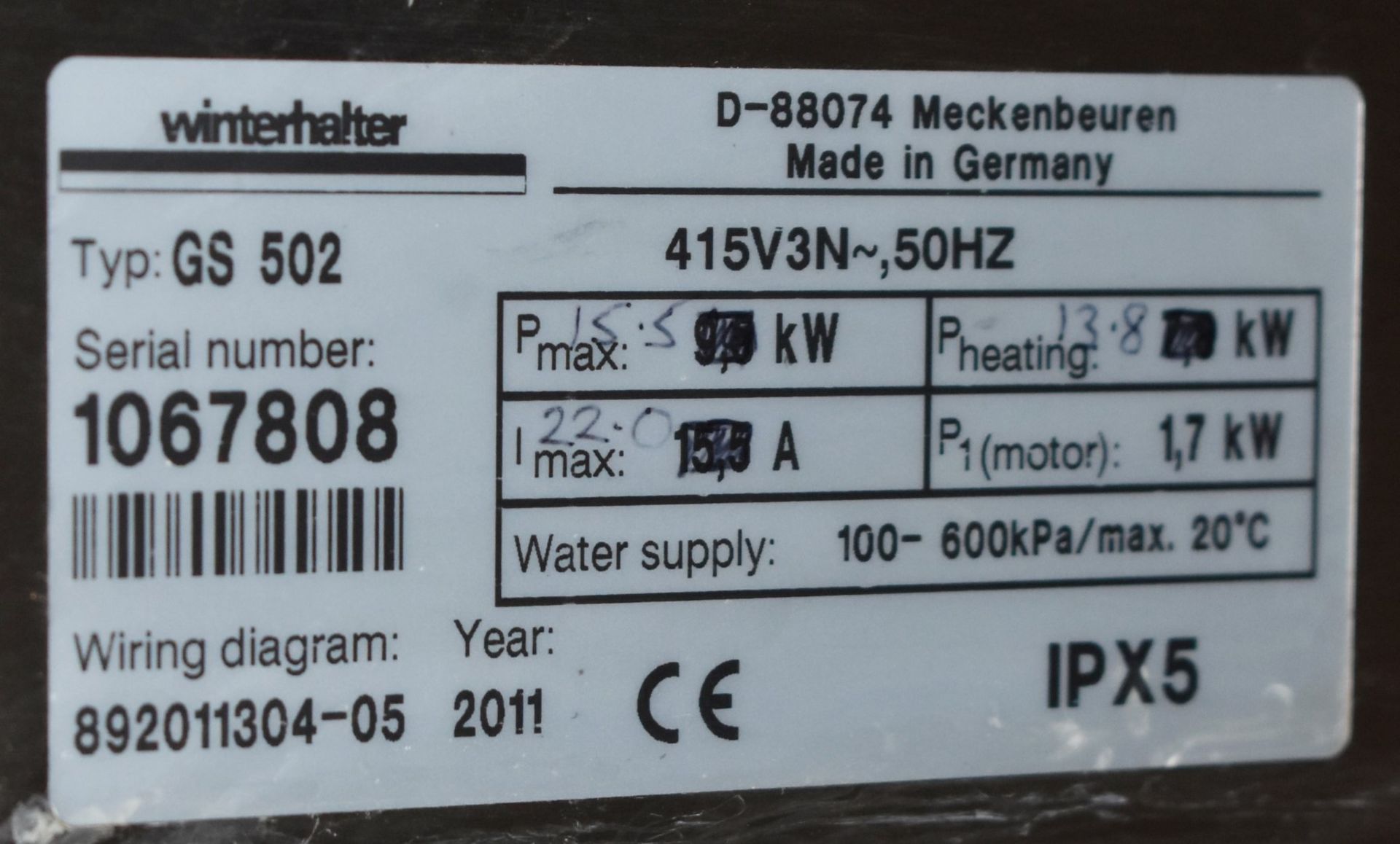 1 x Winterhalter GS502 Energy Plus Commercial Passthrough Dishwasher - 3 Phase Power - Stainless - Image 8 of 10