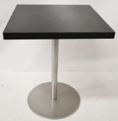 5 x Square Black Indoor Cafe Tables with Chrome Bases - Dimensions: 60 x 60 x Height 74cm - Ref: