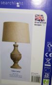 1 x Searchlight 9666BR 1 Light Washed Wood Table Lamp Brown - Ref RLP2