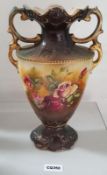 1 x Antique Victorian Porcelain Vase Trophy Shaped In Dark Shade With A Flower Print( Made In Englan