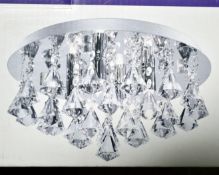 1 x Searchlight Hanna 4-Light Semi-flush Fitting With Diamond Shape Crystals And Chrome Finish