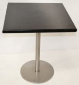 5 x Square Black Indoor/Outdoor Bistro Tables with Chrome Base - Dimensions: 60 x 60 x height 74cm