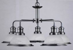 1 x Searchlight Bistro 5 Light Ceiling Pendant Light Satin Silver - New Boxed Stock - 1595-5SS/PalH