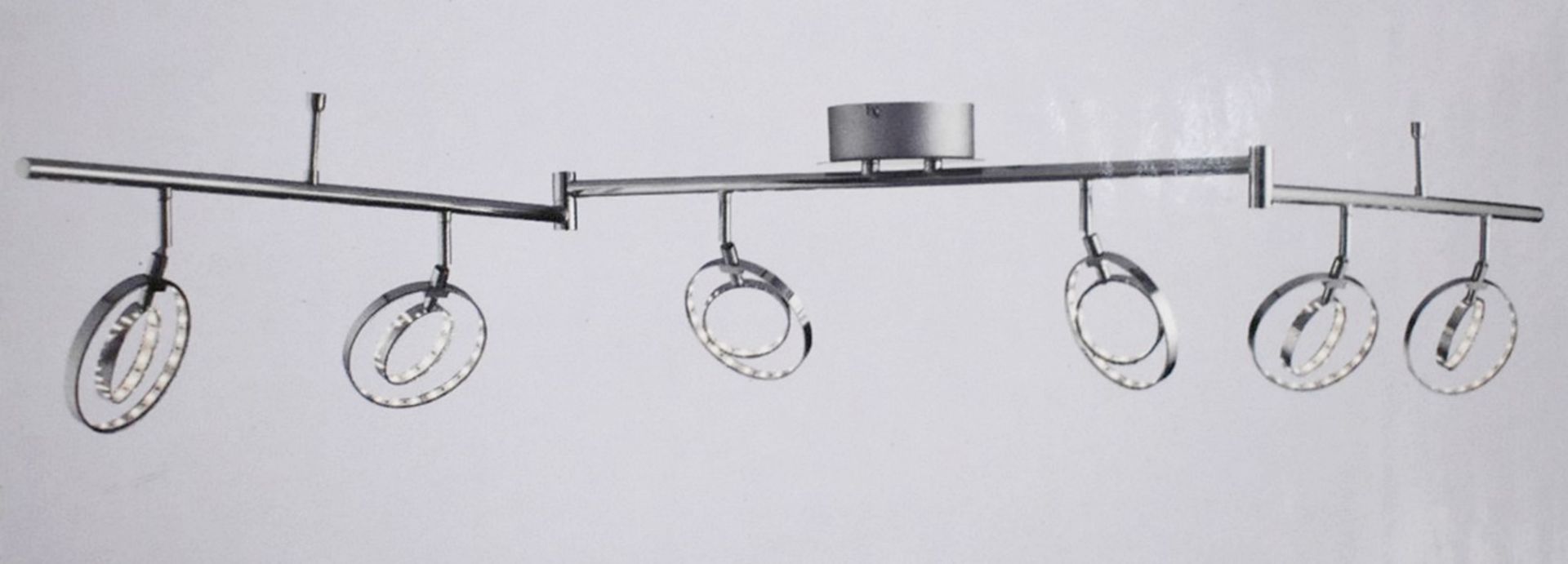 1 x Searchlight 6-Light Ceiling Spotlight Bar In Chrome With Adjustable Split Bar - New And Boxed