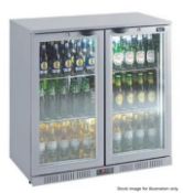 1 x Lec BC9007GlED Under-Counter 2-Door Commercial Bottle Cooler In Silver - Recently Removed From A