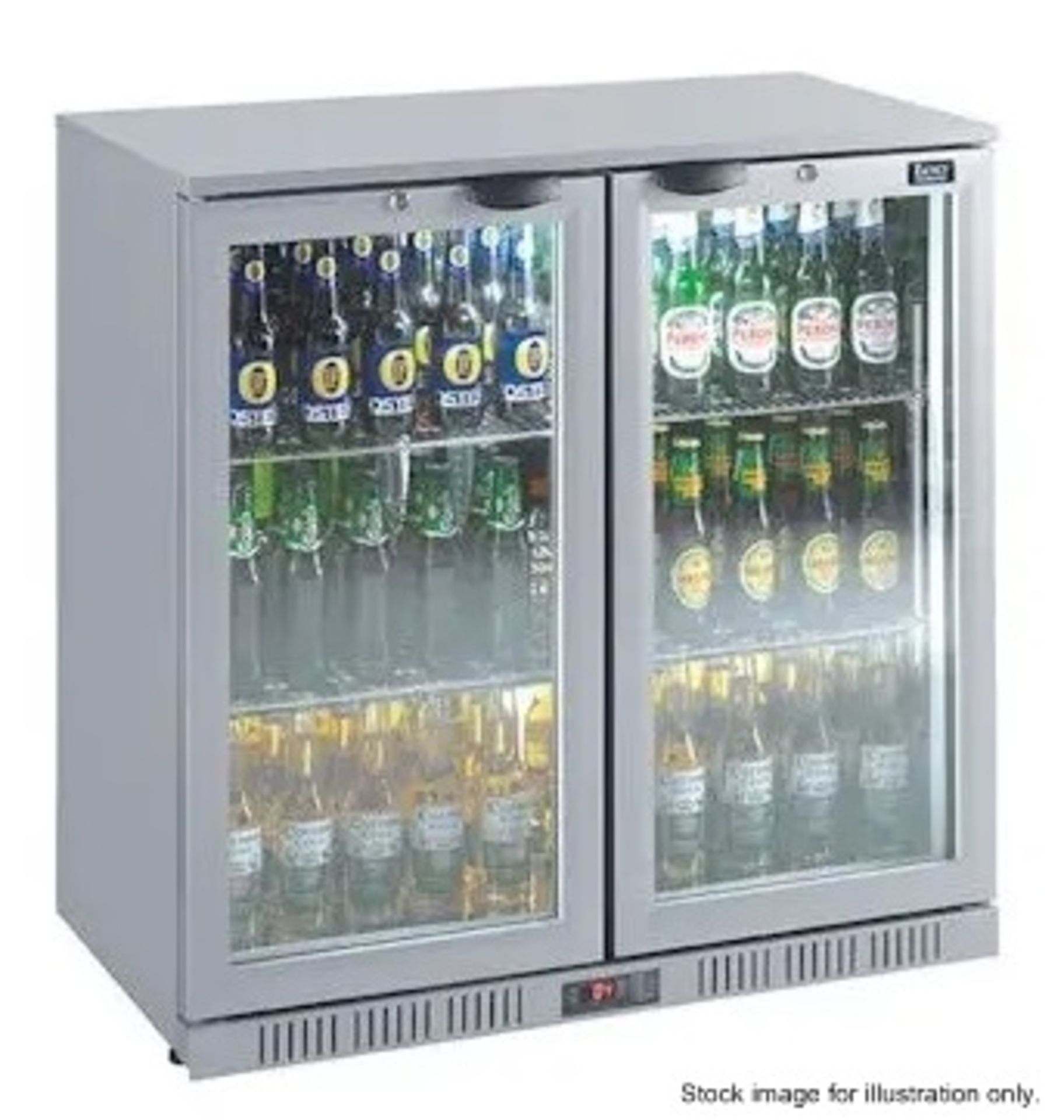 1 x Lec BC9007GlED Under-Counter 2-Door Commercial Bottle Cooler In Silver - Recently Removed From A