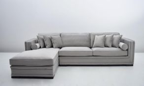 1 x HOUSE OF SPARKLES 'Levi' Left-handed Luxury Corner Sofa - Richly Upholstered In Light Grey