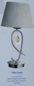 1 x Searchlight Angelique Table Lamp With Chrome Finish, White Ruffled Fabric Shade and Clear