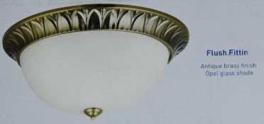 2 x Searchlight Antique Brass 3 Lamp Traditional Flush Ceiling Light with Frosted Glass 380mm -
