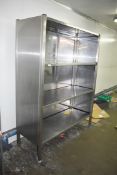 1 x Three Tier Stainless Steel Storage Shelf Unit With Solid Back and Sides - H190 x W150 x D54