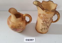 1 x A Pair Of Royal Worcester Blush Ivory Jugs(1094&1229) - Ref CQ357 E - Dimensions: 1094(H12/L10cm