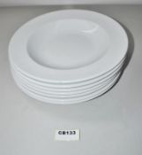 7 x White Porcelite Rimmed Pasta Plate - Ref: CB133 - CL425 - Location: Altrincham WA14