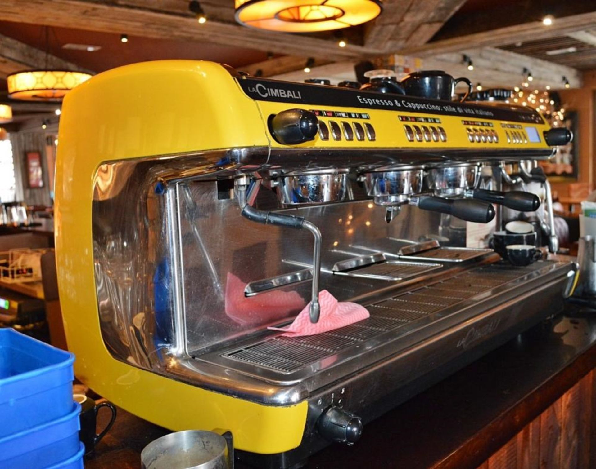 1 x La Cimbalie Espresso 3 Group Coffee Machine in Yellow - Model M39 Dosatron - Approx Dimensions - Image 5 of 6