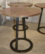 3 x Copper Topped Round Bar Tables - Dimensions: 60cm Diameter, Height 62cm