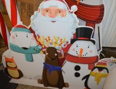 5 x Corrugated Christmas Scenes With Floor Standing Stands - Includes Father Christmas, Snowman,
