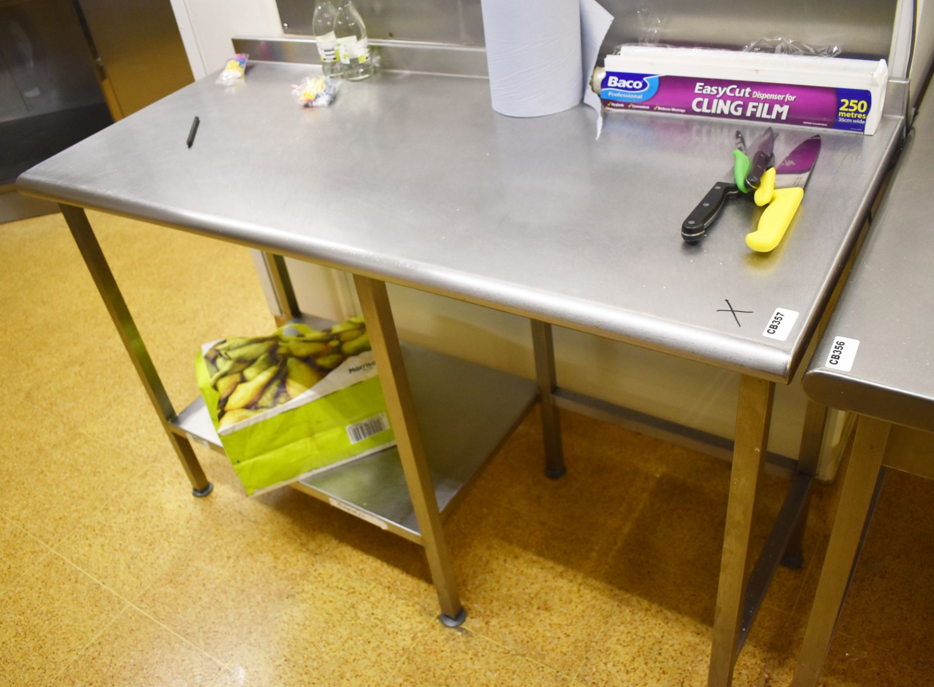 1 x Stainless Steel Prep Bench With Upstand and Undershelf - H87 x W135 x D60 cms - CL455 - Ref