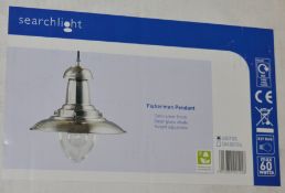 1 x Searchlight Fisherman 1 Light Ceiling Pendant in Satin Silver - Product Code 4301SS - New