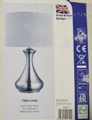 1 x Searchlight Satin Silver Touch Table Lamp With White Fabric Shade - Ex Display Stock - CL323
