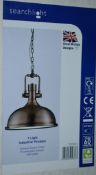 2 x Searchlight Industrial Pendants With Antique Copper Finish and Frosted Glass Diffusers - Product